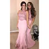 2021 New Charming Lace Mermaid Bridesmaid Dresses Halter Neck Applique Beaded Wedding Guest Dress Sequined Maid Of Honor Gowns robes de soirée