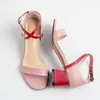 Fashion Cross Strap Pink Women Sandals 2021 Chunky Block High Heels Party Large Sizes Summer Shoes Woman 35-43