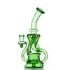 2021 Green Hookah Glass Dabber Rig Recycler Pipes Water Bongs Smoke Pipe 14.4mm Female Joint with Regular Bowl US Warehouse