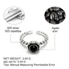 Retro Black Agat Turkusowe frędzlowe frędzle otwarte pierścień dla kobiet Regulowana biżuteria S925 Hurtowa oryginalna 925 Srebrna R.