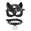 Autres événements Fournitures de fête Masque pour les yeux en cuir noir SM Collier fétiche Femmes Halloween Cosplay Sex Blindfold Jouets pour hommes Érotique Acc267F