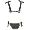 Women's Swimwear Women Sexy Stripe Bikini Sets Bowknot Bandaged Bikinis Triangle Push-Up Padded Swimsuit Bathing Beachwear Biquini 2022