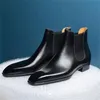 Męskie buty moda Pu skórzane wsuwane chelsea Boot męskie dorywczo biznesowe brytyjskie stylowe buty sukienka Zapatos Para Hombre KA005 211023