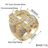 Hip Hop Side Stones Anillos de dedo 18K Chapado en oro Signo de dólar Anillo Iced Out Full Zircon Mens Bling Jewelry Gift