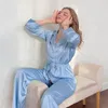 Styliste de mode femmes vêtements de nuit pyjamas ensemble décontracté lâche maison tissu porter à manches longues Cardigan pantalon deux pièces