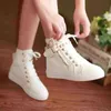 Buty dziecięce High-Top Canvas dla chłopców i dziewcząt Sneakers Wiosna Jesień White Black Single Kids Boots 220115