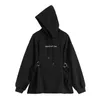 Hoodies Sweatshirt Pullover Loose High Waist Bandage Design Slim Black Grey Hooded Sport Tops Lady Streetwear Gothic Jumper 210417