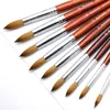 Nail Brushes Kolinsky Acrylic Brush Set Good Quality Art Mink Wood Handle Gel Builder Manicure Drawing Tools Size 8-24