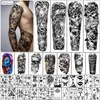 Metershine 46 Sheets Full and Half Arm Waterproof Temporary Fake Tattoo Stickers of Unique Imagery or Totem Express Body Art for M2200