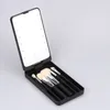 3 Colors LED Compact Mirror Storage box with makeup brush set portable rotating folding beauty cosmetics mirrors tools 3pcs