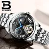 Schweiz Mechanische Uhr Männer Binger Rollenuhren Skelett Handgelenk Saphir Wasserdicht B-1186-3 Armbanduhren