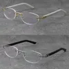 New Fashion 8200757 Rimless Sunglasses Reading Frames White Plank Eyeglasses C Decoration 18K Gold Frame presbyopic Glasses Men My2738