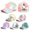 6 Colors Tie-dye Ponytail Baseball Cap Messy Bun Hats For Women Washed Cotton Snapback Caps Casual Summer Sun Visor Outdoor Hat