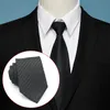 Bow Ties Mens Uniform Solid Color Black Polyester Neck Tie Randig Plaid Jacquard Mönster Formell slips för affärsbröllopsfest casua gör