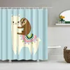 Cortina de baño con patrón de Alpaca, cortinas de ducha impermeables, cortina impresa con pantalla de baño de dibujos animados de poliéster para baño, decoración del hogar 210402