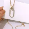 Hohe Qualität Gold Ring Schnalle Halskette Mode Weibliche Kristall Halskette Clavicle Pullover Kette