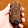 Genuine Leather Handmade Car Key Cover key Case For Focus Fiesta Mondeo Kuga Escape Fusion Mustang Explorer Edge Ecosport