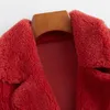 Kvinnors ullblandningar 2022 Fårskjuvning överrockkvinna kostym bly återförening med kappa ett lammpälsgräs lösa bery22