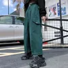 Mode Streetwear Cargo Pants Femmes Loose Joggers Pantalons de survêtement Casual Taille Haute Élastique Harajuku Pantalon Solide Large Jambe Pantalon 210414