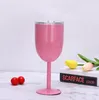 Copas de copa de 10 oz de colores Copas térmicas con aislamiento al vacío de doble pared Vaso de vino de acero inoxidable con tapa FY5220