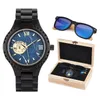 Wristwatches BOBO BIRD Men Mechanical Watch Wooden Sunglasses Suit In Wood Box Mens Automatic Wristwatch Christmas Gift Drop