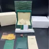 Coffret cadeau de qualité vert foncé pour montres Rolex Box Livret Étiquettes de cartes et papiers en anglais Montres suisses Boîtes Top 292S