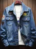 メンズジャケットメンズジャンジャケット2021ファッション秋の爆撃機デニム長袖ブルーコートプラスサイズ4xl 5xl