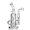 Klein Recycler Bong Nargile Duman Cam Yağ Brülör Boru Bubbler Heady Dab Talimler Balmumu Su Bongs 14mm Eklem