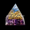 6 cm Reiki Orgone Orgonite Crystal Energy Pyramid Generator Crafts With Wire Wrapped Healing Protection Tumbled Stone for Success Abundance Empath Empath Self Purifying