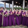Фиолетовые платья подружки невесты на одно плечо 2021 Шифон плюс размером с настраиваемые полы с плити