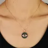 Deux tons noir vert blanc zircon cubique turc mauvais œil pendentif Bohême rose collier de couleur or pour les femmes dame bijoux chanceux