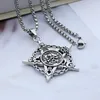 Pendentif Colliers Personnalité Créative Double Face Rétro Pentagramme Pirate Crâne Titane Acier Tanabata Couple Collier