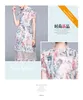 Moda de verão Mulheres retro manga curta floral impressão laço patchwork meados de vitela magro uma linha casual ol midi vestido vestido 210514