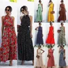 Été Elegant Beach Femmes Robe longue Imprimer Fleurs Polka-point Strap dames Halter Halter Boho Robes Vintage Partie Lady Robes