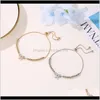 Bracelets Jewelry Drop Delivery 2021 Charm Bracelet Crystal Bow Tie Shape Bead Gold Sier Plated Metal Prong Channel Setting Adjusted Box Chai