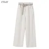 Summer Women Solid Color Wide Leg Pants Floor-length Casual Loose High Waistband Straight Denim Female With Belt 210430