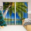 Cortina cortinas de luxo blackout 3d cortinas para sala de estar quarto azul praia decoração