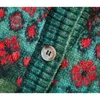 Autumn Winter Women Argyle Za Kint Cardigan Floral Jacquard Weave Tweater Warm Single Breasted Vintage Tops Outwear 210422