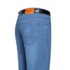 Heren jeans 2022 zomer klassieke stijl dunne rechte been zakelijke casual stretch denim broek lichtblauwe broek mannelijk merk