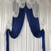 Bröllopsbakgrundsdekorationsgardin 3M H x3m Ice Silk White Drape Swag Royal Blue85311687298747