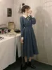 Fee Vintage Dres Herbst Langarm Retro Französisch Elegantes Kleid Weibliche Casual Party Korean 210915