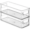 2 stks Stapelbare Plastic Voedselopslag Bakken Koelkast Organizer met Handvatten voor Pantry Koelkast Vriezer Keuken 211110