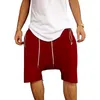 Summer Men039s Drop Crotch Shorts Solid Color Trend Drawstring 5point Basketball Beach Pants Loose Sport Gym Clothing3875194