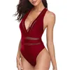 Femmes Swimwear Halter Plunge V Neck One Piece Swimsuits Sexy Mesh Hollow Out Monokini Bathing Trots