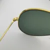 Klasyczne designerskie okulary przeciwsłoneczne metalowa rama szklana Pilot Pilot Mężczyźni Kobiety Ochrona Vintage Design Ochrona UV400 Oculos de Sol Masculino Gafas 58 mm 62 mm