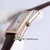 Högkvalitativ svart -tie g0a33071 Japan Miyota Automatisk Mens Klocka Rose Gold Case Diamond Bezel Brown Leather Strap Gents Wristwatches