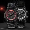 SHIYUNME Zegarki dla mężczyzn 50m Wodoodporny Zegar Alarm Reloj Hombre Dual Wyświetlacz Zegarek Wristwatch Wojskowy Sport Nowe Męskie G1022