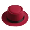 Mistdawn-casquette classique en feutre pour hommes et femmes, chapeau Porkpie à bord court, ruban noir, taille 7 1 4 larges, 246K