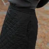 Elastische hoge taille zwart katoen gewatteerde rok diamant geruite pockets rechte sukienka herfst winter effen kleur casual mam saia 211120