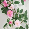 Dekorativa blommor kransar hängande växt simulerade rotting konstgjorda tak 1,8m vildrosa silkesduk inomhus växter bröllop dekoration
